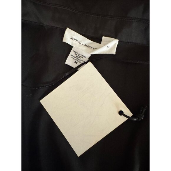 Spring & Mercer Dress L Black Long Flutter Sleeve Tie Front Cut Out NEW - Picture 15 of 16